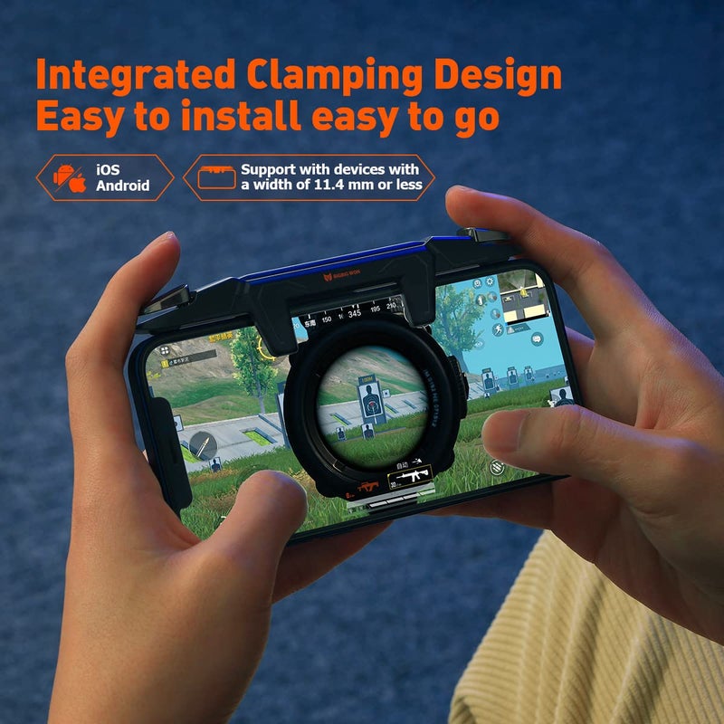 BIGBIG WON زناد الألعاب، وحدة تحكم ألعاب موبايل لـ PUBG/Fornite/Call of Duty زناد مدمج زر التصويب مطلق النار عصا التحكم لـ iPhone وأندرويد للألعاب المحمولة زناد أسود - Image 5